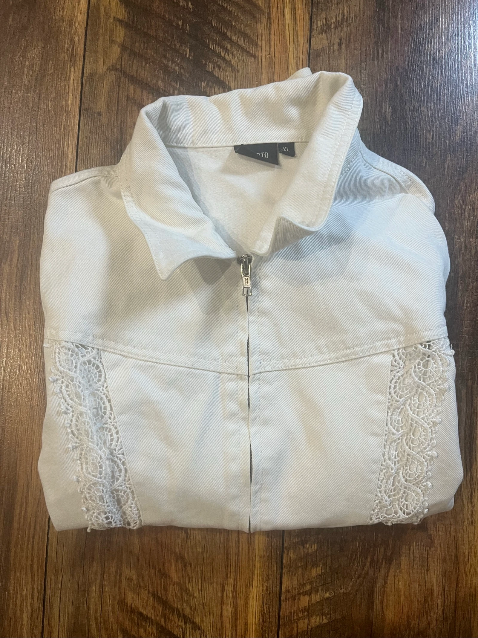 Witte jeansjas met geborduurde kant - liberto - maat XL - bevredigde kwaliteit – photo 9
